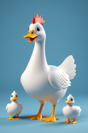 Cartoon hen and chick combination imageの素材