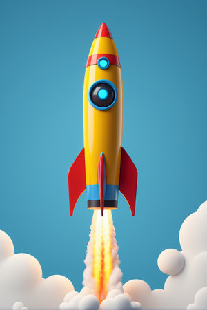 Cartoon rocket launch sceneの素材