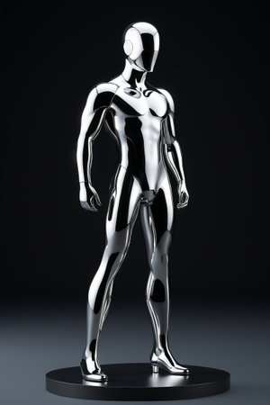 Silver robot full-body model displayの素材