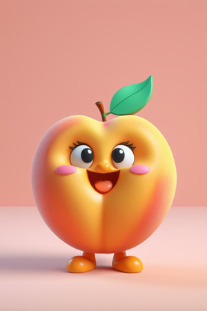 Cartoon Peach Image Close-upの素材