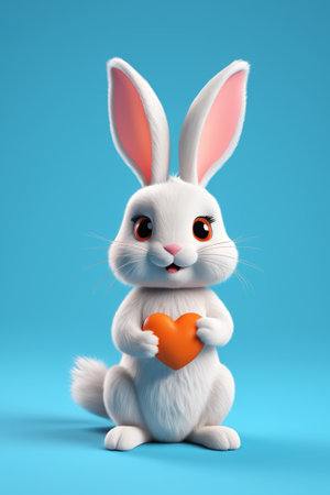 Cartoon White Rabbit holding loveの素材