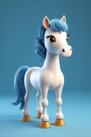 Cartoon style white horse 3D modelの素材