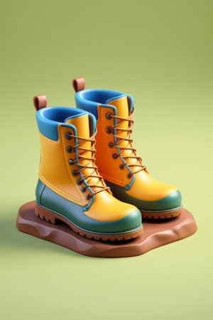 Colorful fashion boots 3D renderingの素材