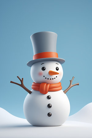 Snowman image material with hat and scarfの素材