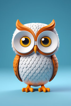 3D cartoon owl imageの素材
