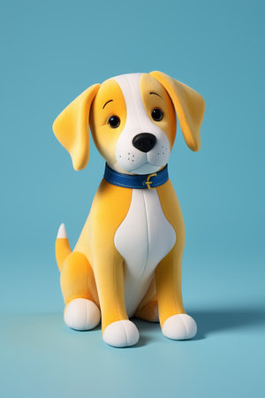 Yellow puppy doll sitting displayの素材