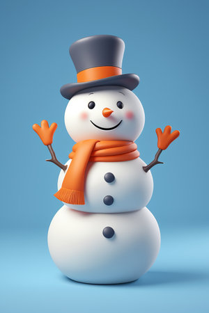 Snowman with hat and scarfの素材
