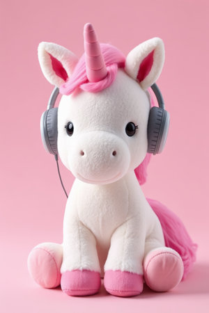 Unicorn plush toy with headphonesの素材