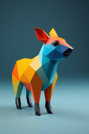 Polygonal colorful animal three-dimensional shapesの素材