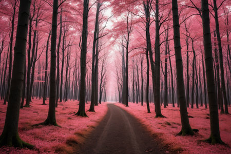 Forest trails in the pink woodsの素材