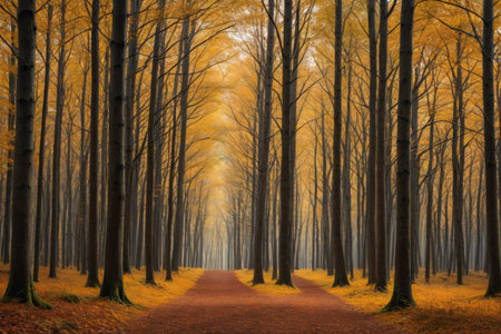 Forest trails in the autumn forestの素材