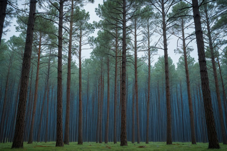 Dense pine forest natural sceneryの素材