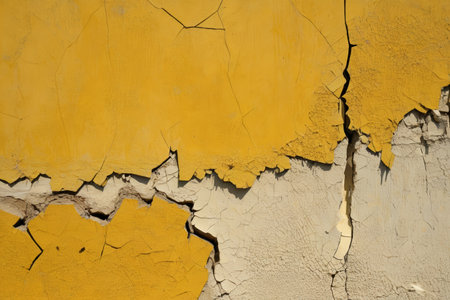 Close-up of peeling yellow wall textureの素材