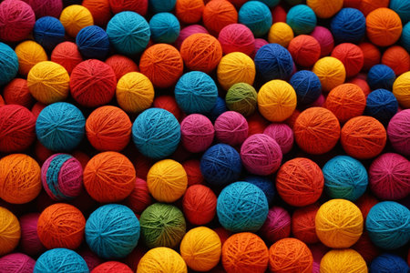 Close-up of colorful balls of yarnの素材