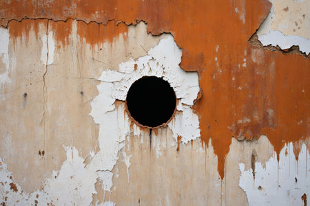 Close-up of a worn wall with holesの素材