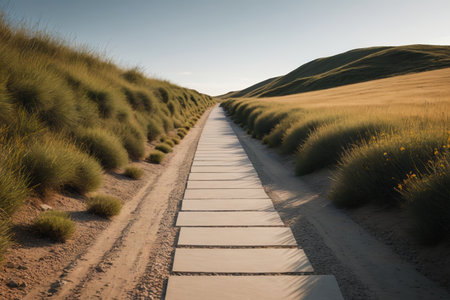 Slate roads in outdoor grasslandsの素材