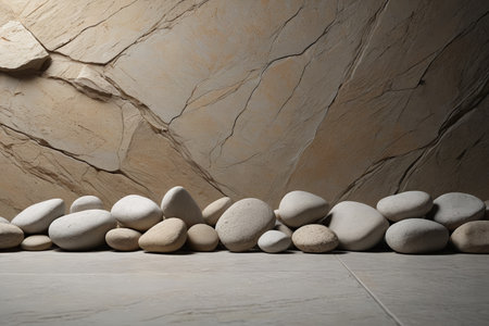 Pebble texture material arranged on the wallの素材