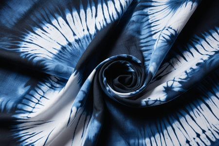 Close-up of blue and white tie-dyed fabricの素材