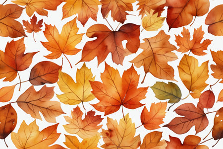 Autumn Watercolor Style Maple Leaf Pattern Materialの素材