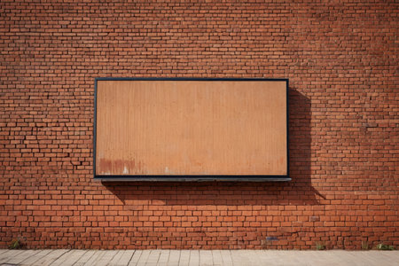 Blank billboard on red brick wallの素材