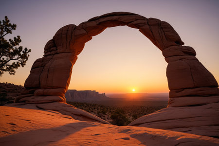 Utah Natural Arch Sunset Viewの素材