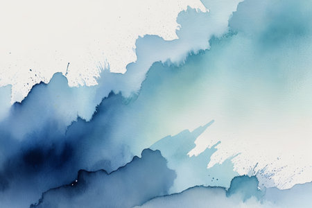 Teal Watercolor Abstract Backgroundの素材