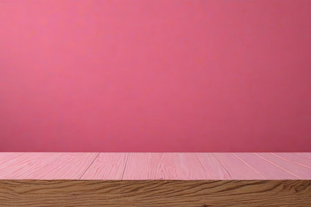 Pink background wooden tabletopの素材
