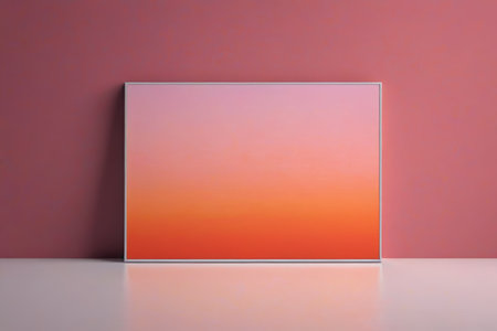 Gradient color picture frame placed against the wallの素材