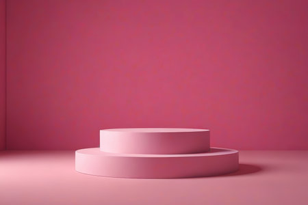 Pink double-layer display table backgroundの素材