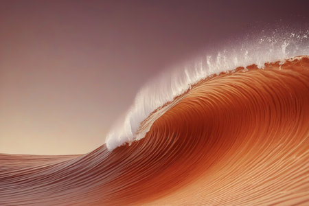 Orange waves surging on the seaの素材
