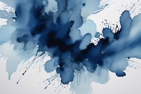 Blue watercolor ink stain abstract backgroundの素材
