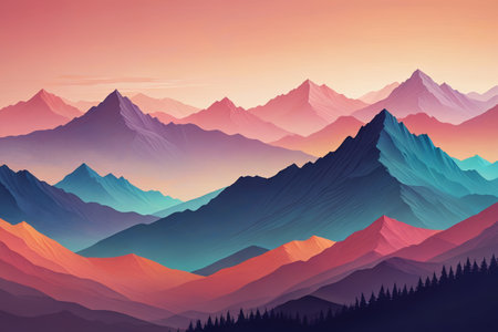 Colorful natural scenery of mountainsの素材