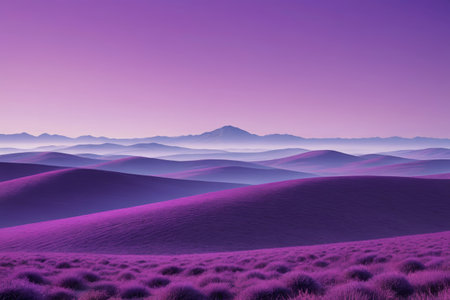 Purple-toned nature, hills, and distant landscapesの素材