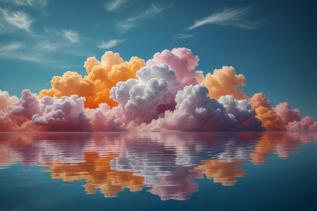 Colorful clouds on the waterの素材