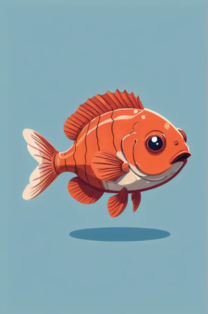 Cartoon style red goldfish illustrationの素材