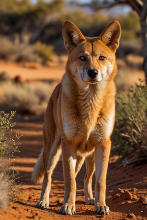 Wild canines standing in the wildの素材