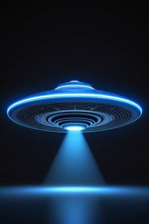 Suspended blue UFOの素材