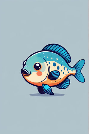 Cartoon style colorful fish illustrationの素材