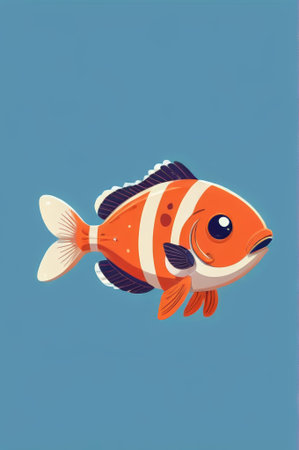 Cartoon style orange striped fish illustrationの素材