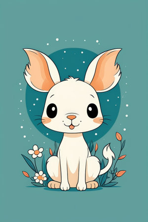 Cute cartoon bunny illustrationの素材