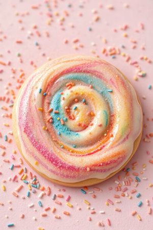 Close-up of a colorful frosted dessertの素材