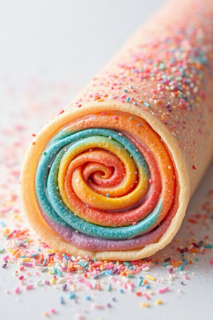 Close-up of rainbow dessert rollsの素材