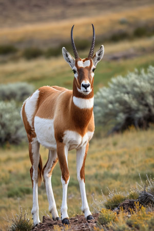 Antelope standing on the grasslandの素材