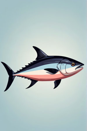 Illustration-style single tuna imageの素材