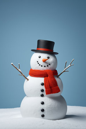 Snowman wearing a hat and scarfの素材