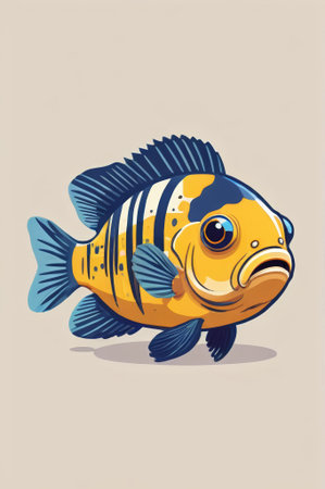 Cartoon style colorful fish illustrationの素材