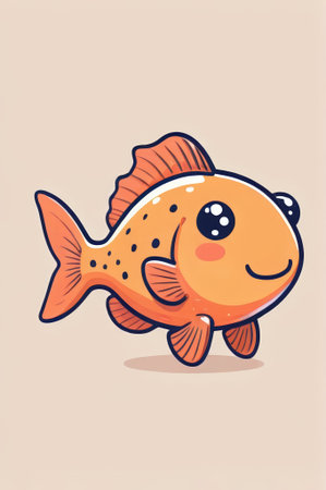 Cartoon Orange Little Fish Illustrationの素材