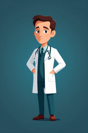 Cartoon style male doctor imageの素材