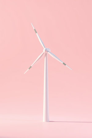 Wind turbine on pink backgroundの素材