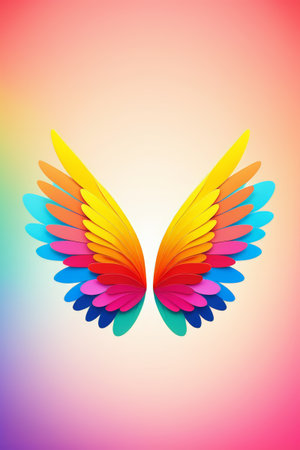 Colorful gradient origami style wing patternの素材